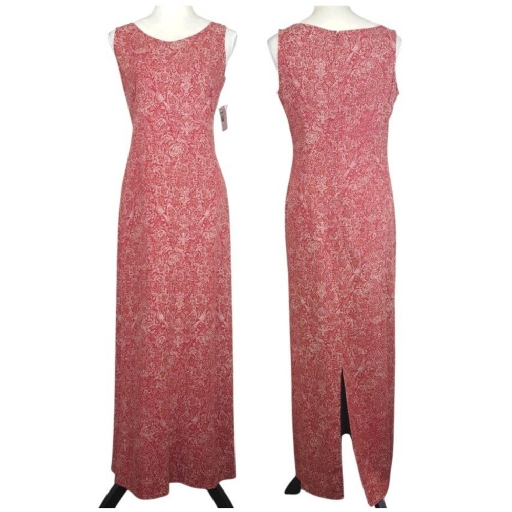 Liz Claiborne LIZPORT Maxi Dress Size 4 Orange Linen Rayon Sleeveless‎ Paisley